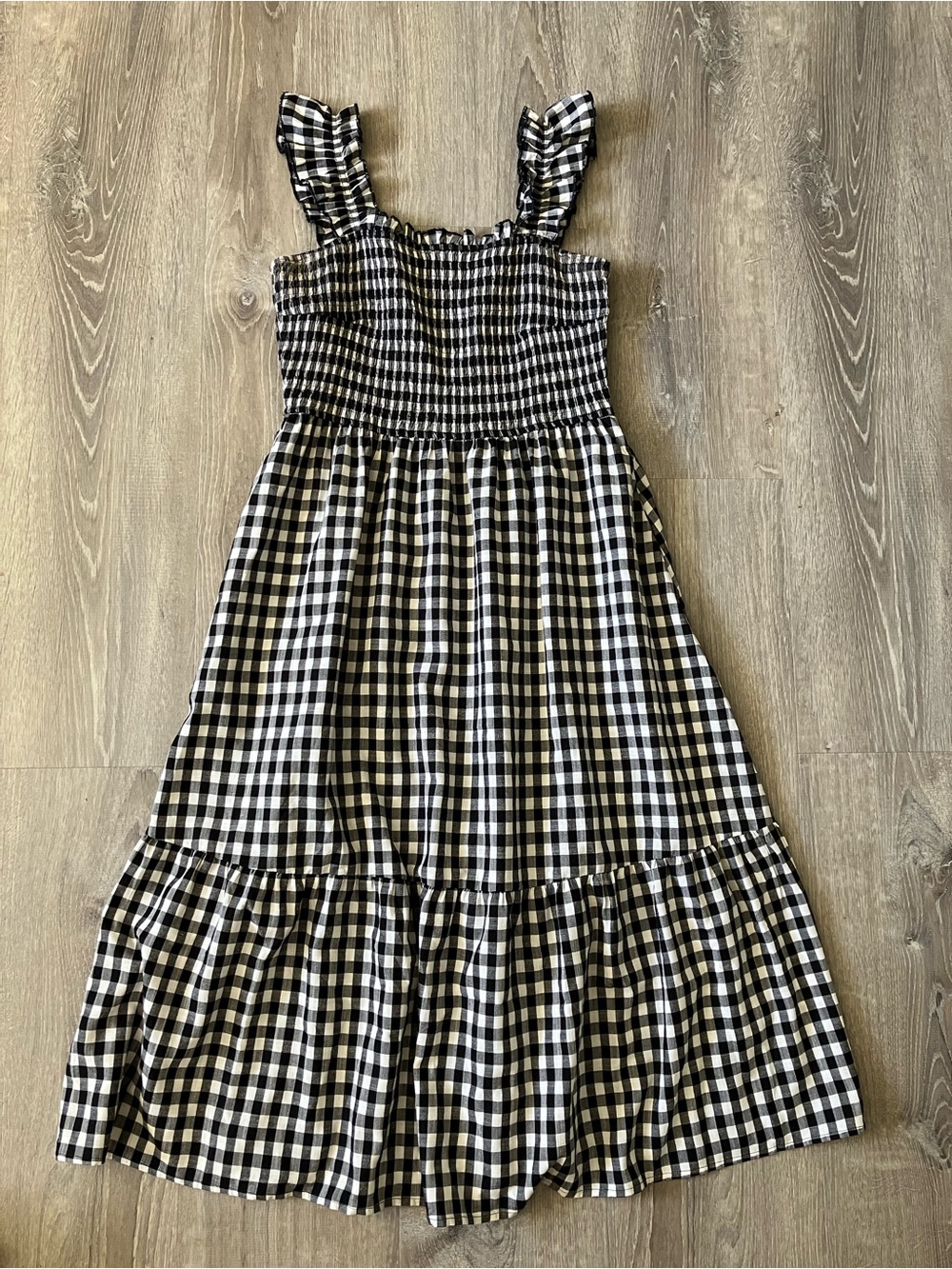 Black Gingham Midi Dress - Picture 1 of 5